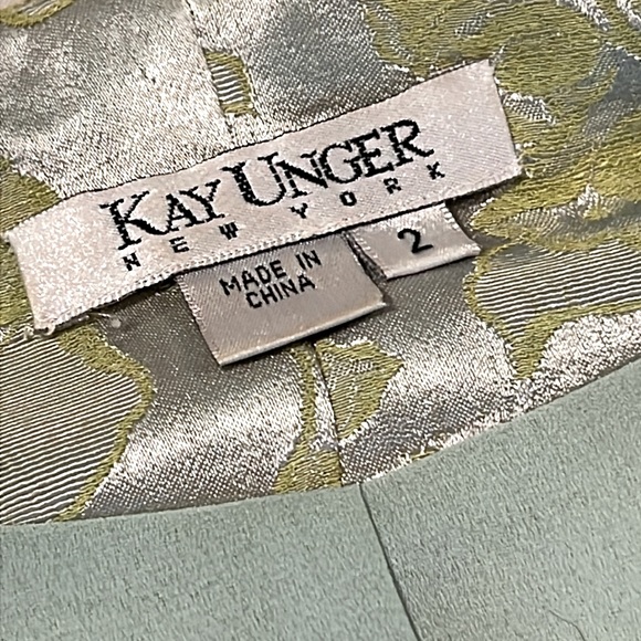 KAY UNGER 2pc GOWN + BOLERO Jacket Satin Celery Strapless Bead Floral Wedding 🎩 - Picture 8 of 11